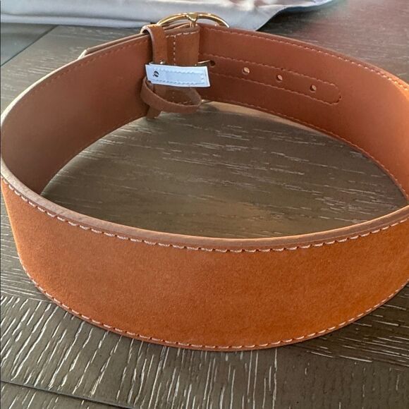 Ann Taylor Brown Suede Leather WIDE Belt Gold-Tone Buckle Women’s Size XS/S NWT - Picture 12 of 12